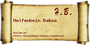 Helfenbein Baksa névjegykártya